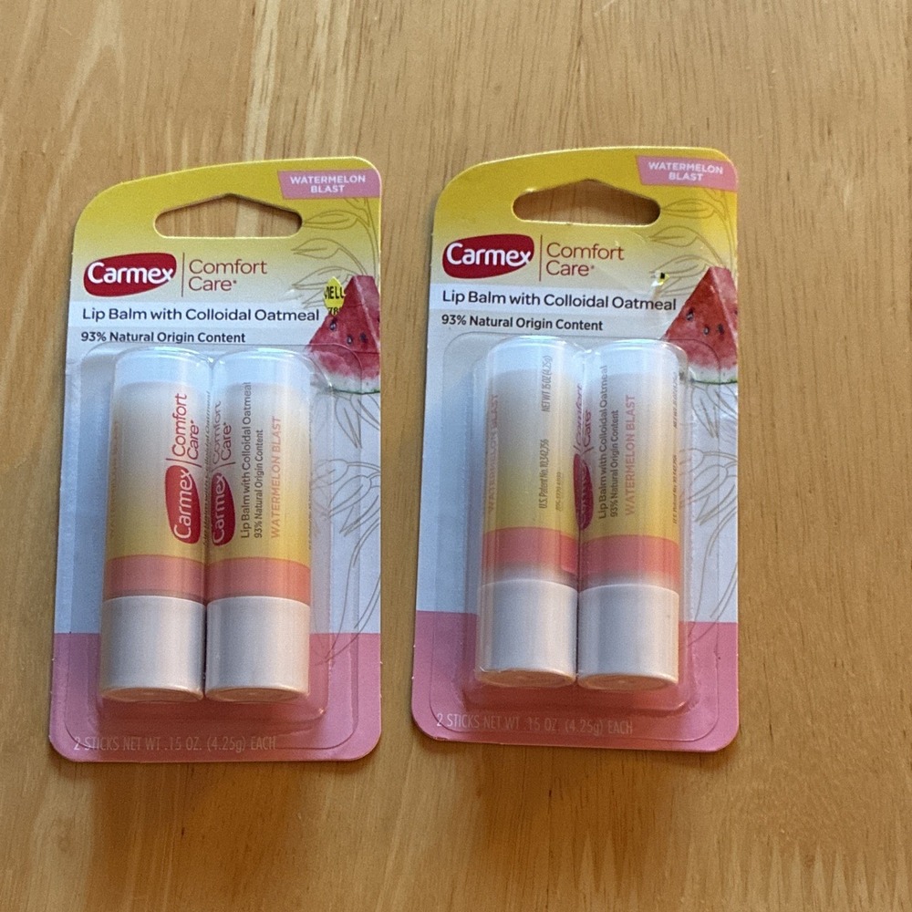 Carmex Comfort Care Watermelon Lip Balm Colloidal Oatmeal Clear 2 Pack X 2